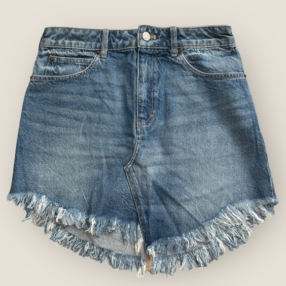 Free People | Bailey Fringe Denim Mini Skirt | Size 27 | NWOT - Picture 4 of 7